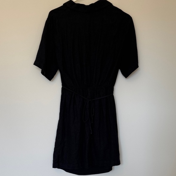 Abercrombie Black Linen Blend Cutout Wrap Collared Dress - S - Picture 5 of 5